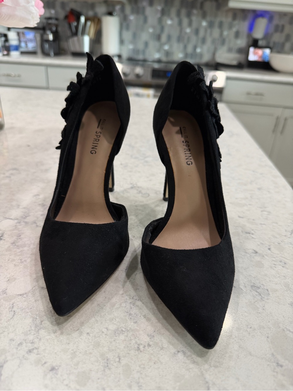 Call It Spring Black Suede Pointed-Toe Stilettos